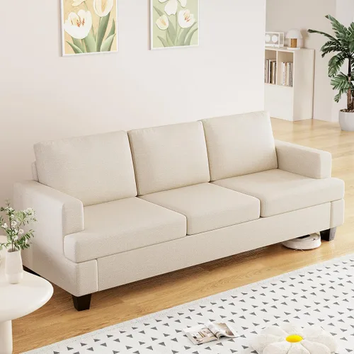 Miniatura 11 de Furnimart Sofás Seccionales para Sala de Estar, Modernos 2 Sofás de Dos Plazas y Sofá de 3 Plazas, Juego de Sofá de Asiento Profundo Color Crema