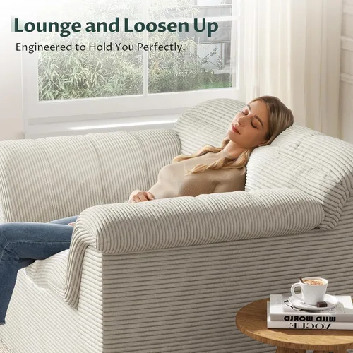 Miniatura 3 de Sofá Seccional Cloud de 51", Sofá Modular Moderno con Asiento Profundo, Cómodo Sofá Individual Comprimido, Sofás Tapizados de Pana para Sala de Beige