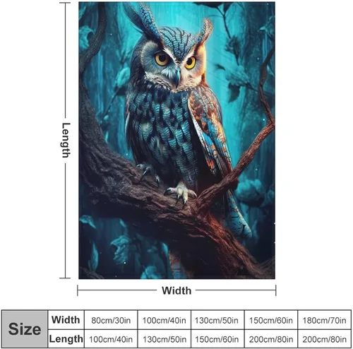 Miniatura 2 de Manta suave de piel sintética de búho, manta de regazo de franela de bosque Trippy para sofá, sofá o cama, manta de felpa mullida y esponjosa