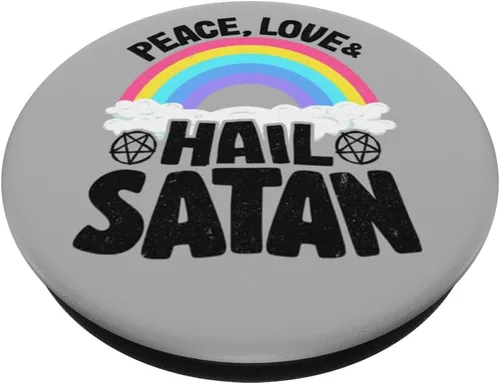 Miniatura 2 de Punk Band Death Metal Rainbow Retro Peace Love & Hail Satan PopSockets intercambiables PopGrip