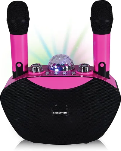 Miniatura 10 de Máquina de karaoke Singsation, sistema portátil Bluetooth 5.0 para casa, para niños y adultos, 2 micrófonos inalámbricos, efectos de sonido