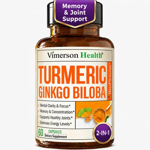 Suplemento herbal de apoyo para la comodidad y alivio articulares, concentración, memoria, función cerebral y alerta mental de curcumina de cúrcuma