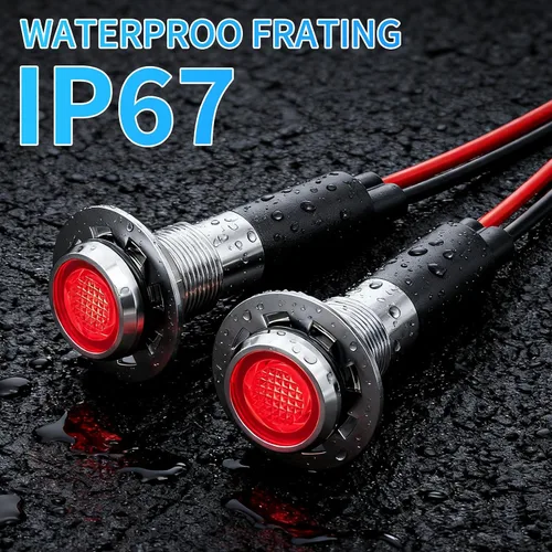 Miniatura 4 de 5 piezas 8 mm (5/16'') luz indicadora LED Luz piloto de metal lámpara 110V 220V luces anodizadas en negro aluminio impermeable ip67 lámpara de señal