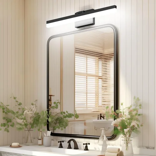 Miniatura 4 de Ralbay Luces de tocador negras para baño de 24 pulgadas, moderna luz LED negra mate, accesorios de iluminación de baño sobre espejo