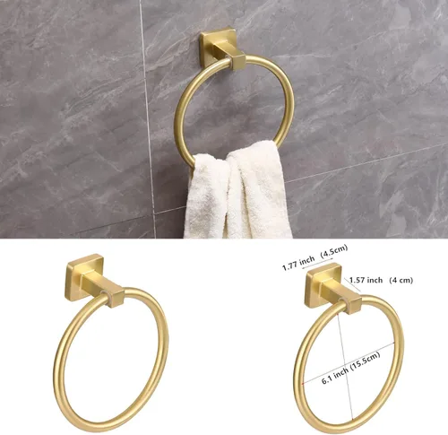 Miniatura 5 de Juego de 5 piezas de accesorios de baño de oro cepillado, juego de barra de toalla de mano de acero inoxidable de 60 cm dorado, soporte de papel