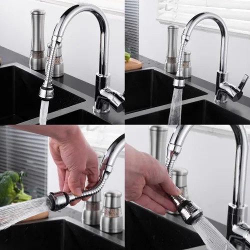 Miniatura 6 de Extensor de grifo de cocina, cabezal rociador universal de 360°, boquilla ajustable giratoria de 360°, para baño, cocina, adaptador de filtro