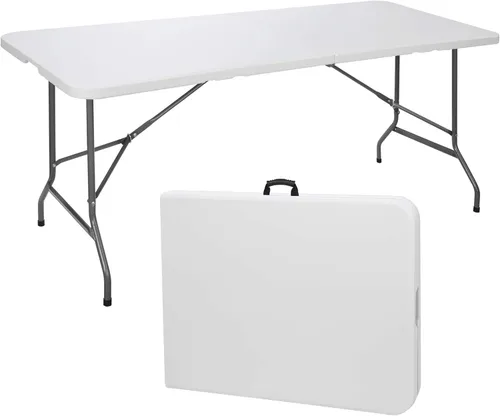 ZENY Mesa plegable de 6 pies, mesa portátil de picnic, mesa de plástico para picnic interior y exterior, mesa para fiestas, camping, mesa plegable
