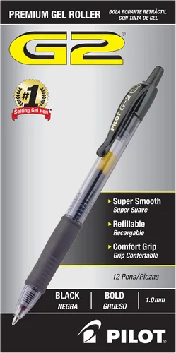 PILOT, G2 Premium - Bolígrafos de gel con punta gruesa de 0.039 in, paquete de 144 unidades, color negro