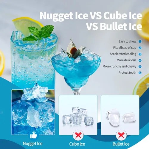 Miniatura 6 de Antarctic Star Nugget - Máquina de hielo de pellets de 34 libras/día con autolimpieza, lista para hielo rápido en 10 minutos, máquina de hielo