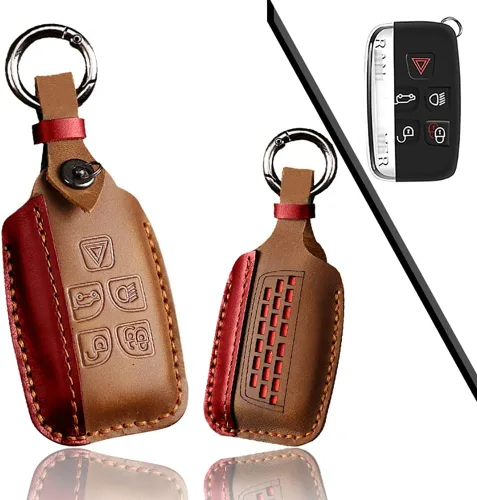 Miniatura 9 de ontto Funda de cuero para llave Land Rover, funda de protección completa, elegante soporte para llaves compatible con Range Rover para Jaguar