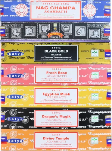 Miniatura 8 de Satya - Juego de regalo de incienso Nag Champa, éxito super, sangre de dragón, sándalo, pachulí, lavanda, vibraciones positivas, 15 g