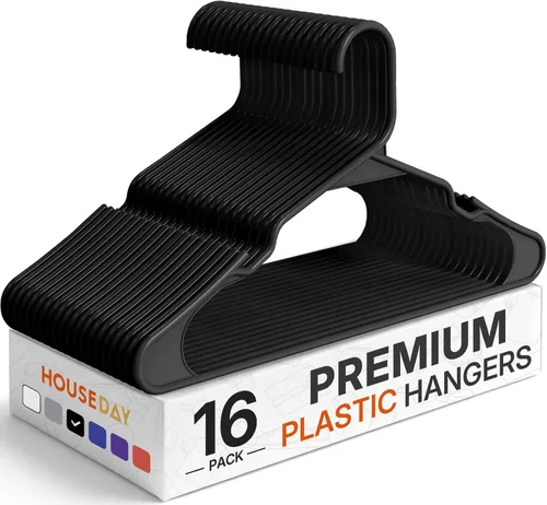 Miniatura 11 de HOUSE DAY Perchas de Plástico Premium Paquete de 10, Perchas para Ropa que Ahorran Espacio, Colgador Resistente para Abrigos - Organizadores