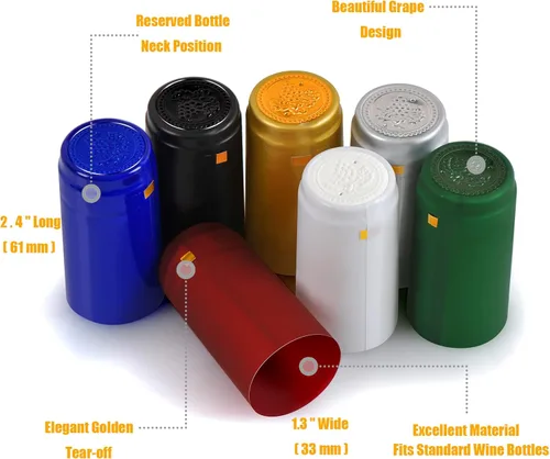 Miniatura 2 de Cápsulas termorretráctiles de PVC, 120 unidades de corchos de vino azul brillante, fundas retráctiles, cápsulas transparentes para botellas azul