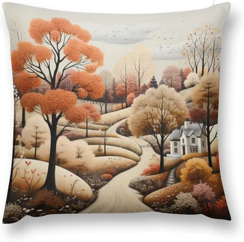 Miniatura 2 de Funda de almohada de paisaje, campo, otoño, otoño, tamaño estándar, otoño, día de Acción de Gracias, cuadrada, suave, doble cara, impresión, funda