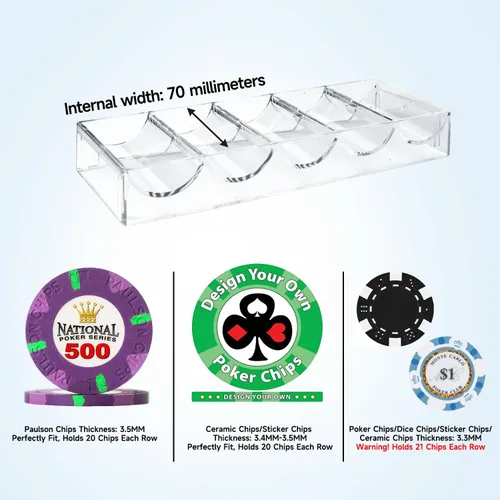 Miniatura 5 de GSE Poker Chip Case, 600pcs/1,000pcs Acrylic Poker Chip Case Casino Acrylic Poker Chips Carrier con bandejas de fichas de póquer Estuche