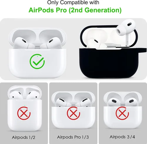 Miniatura 2 de Funda compatible con Airpods Pro de 2ª generación 2022, funda protectora de silicona suave con llavero de pulsera para Apple Airpods Pro 2 funda