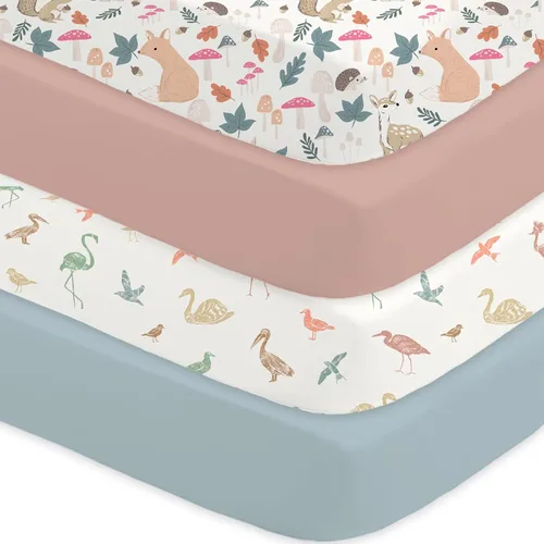 Miniatura 16 de Bimocosy Paquete de 4 sábanas para cuna, sábanas bajeras para cuna de bebé, transpirables y de ajuste cómodo, suaves para colchón de cuna estándar