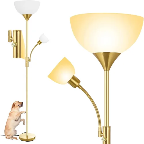 Miniatura 10 de Lámparas de pie BoostArea para sala de estar, lámpara de pie, lámpara de pie de 180 cm con lámpara de lectura, interruptor de 3 vías, lámparas