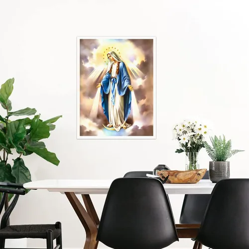 Miniatura 3 de NONBER Póster vintage de arte religioso de la Virgen María, póster de arte católico, pintura en lienzo, cuadros de arte de pared, 12 x 16 pulgadas