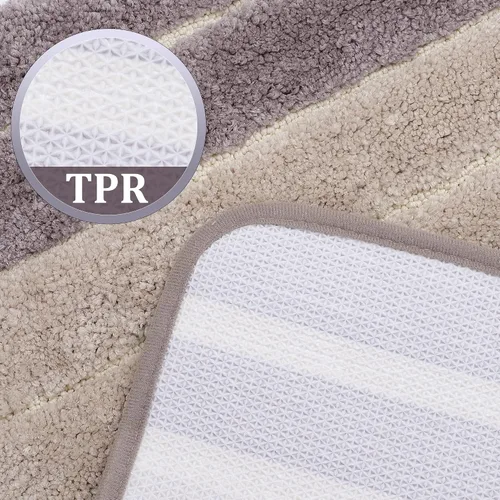 Miniatura 5 de PiccoCasa Tapetes de baño de microfibra a rayas, peludos, suaves, gruesos y absorbentes, tapetes de baño para bañera de baño, antideslizantes