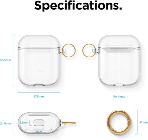 Miniatura 8 de Elago - Funda con llavero para audífonos AirPods 1 y 2 de Apple Transparente