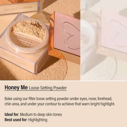 Miniatura 2 de Beauty Creations - Polvo de ajuste suelto que minimiza los poros y las líneas finas, acabado mate, maquillaje facial natural, Honey Me