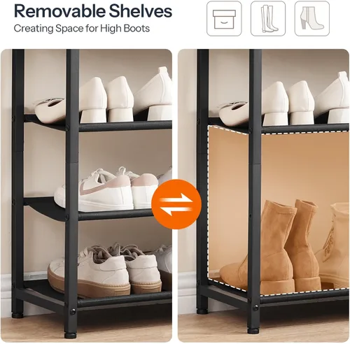Miniatura 5 de HOOBRO Zapatero, organizador de almacenamiento de zapatos de 6 niveles con 2 cajones no tejidos, 15-20 pares de zapatos para entrada, estante