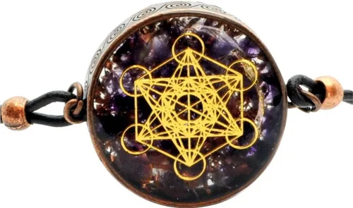 Metatron's Cube Merkaba - Colgante de orgón con amatista
