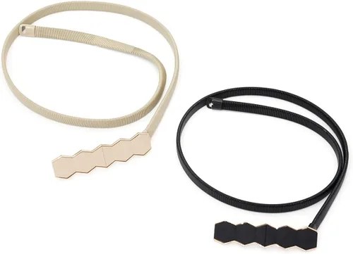 Miniatura 6 de Cinturón elástico delgado para mujer, 2 piezas, cinturón de cintura fino para vestido
