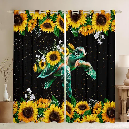 Miniatura 17 de Manfei Cortinas opacas negras de panal de abeja con luces de neón azul real, tratamientos de ventana con estampado geométrico hexagonal, decoración