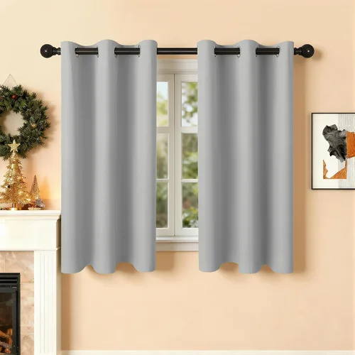 Miniatura 24 de Cortinas de oscurecimiento de habitación de 45 pulgadas de largo para dormitorio y sala de estar, cortinas térmicas aislantes con ojales