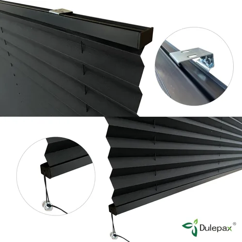 Miniatura 5 de Dulepax Persianas plisadas, 14 pulgadas de ancho x 24 pulgadas de largo, color negro, para caravana, remolques de viaje, ventana de autocaravana