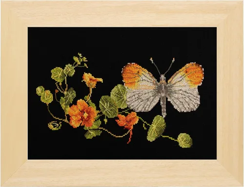Miniatura 9 de Thea Gouverneur - Kit de punto de cruz con diseño de mariposa-clemátide - Aida - 18 unidades - Kit de bordado para adultos - Hilos de bordado DMC