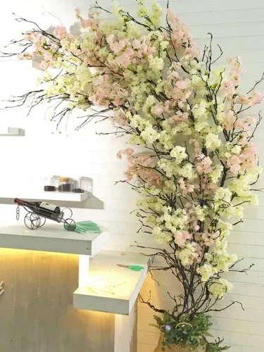 Miniatura 7 de 300cm/118in colgante de pared artificial de cerezo ramas tronco flexible ramitas ratán liana plantas falsas para el hogar, boda, jardín, habitación