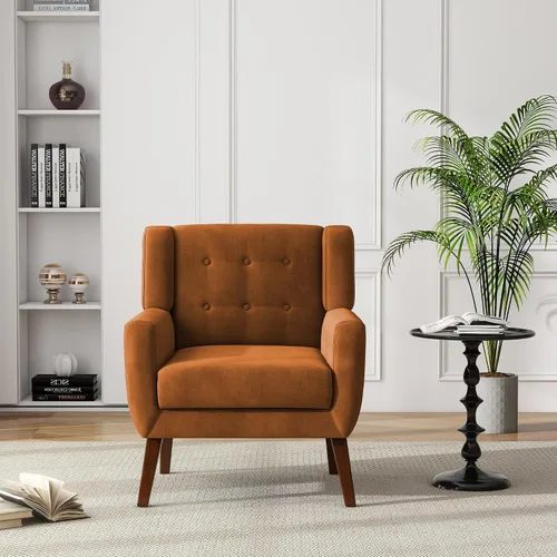 Miniatura 72 de Silla decorativa de piel sintética, moderna silla tapizada para sala de estar, cómodos asientos individuales con botones, asiento de lectura Negro