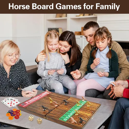Miniatura 5 de FUNNYB&G Juego de mesa de carreras de caballos de 21 pulgadas, plegable, grande, juego de carreras de caballos para adultos con 11 caballos