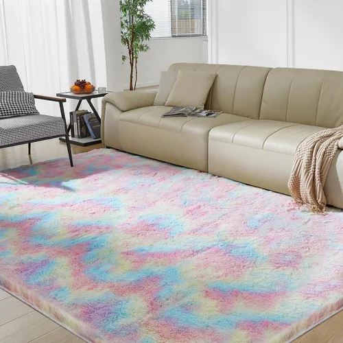 Miniatura 19 de Alfombra ultra suave para sala de estar, alfombra mullida de área 4X6 para dormitorio, alfombras modernas de pelo largo, alfombra suave