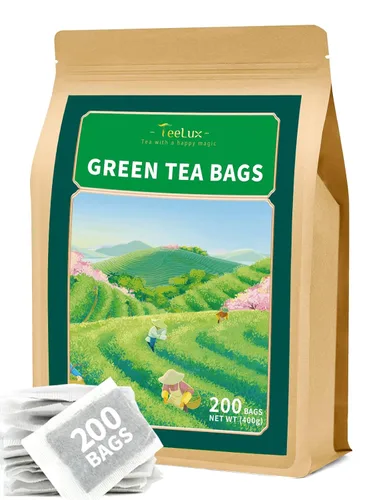TeeLux: Bolsitas de Té Verde, Té Verde Puro Natural, Súper Antioxidante, Con Cafeína, Apoyo a la Salud General, 200 Unidades