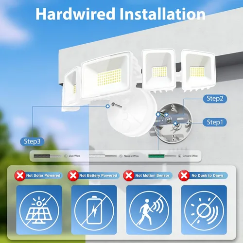 Miniatura 2 de Luz de inundación LED para exteriores de 120 W, luces de seguridad exteriores de 5 cabezales, 6500 K súper brillante, resistente al agua, IP65