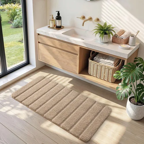 Miniatura 4 de DEXI Tapetes de baño de microfibra absorbente de 17 x 30 pulgadas, secado rápido, lavables con respaldo antideslizante para suelo de ducha