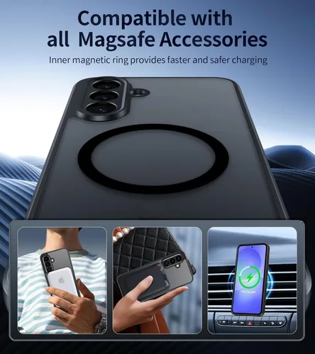 Miniatura 3 de HikerClub Funda magnética para Galaxy A16 (2024), compatible con cargador inalámbrico, ajuste delgado, Amti-Scratch, translúcido, mate, cubierta