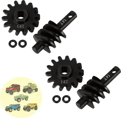2 unids eje de acero diferenciales engranaje 14T/2T delantero y trasero diferencial de sobremarcha engranaje helicoidal para Axial SCX24 1/24 RC