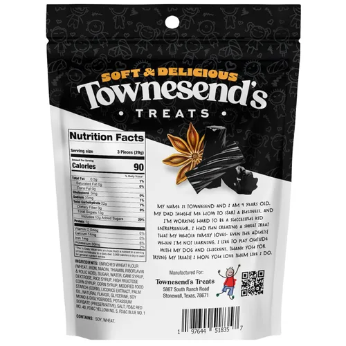 Miniatura 3 de Townesend's Treats - Bocaditos de caramelo de regaliz negro suaves y masticables (paquete de 1) – Regaliz gourmet grueso estilo australiano – rico