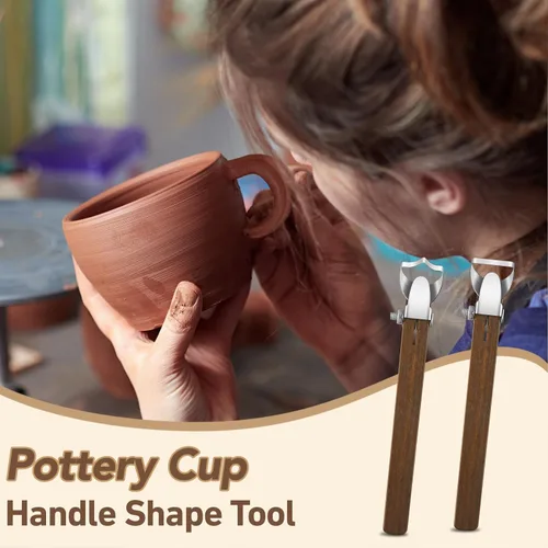 Miniatura 5 de Therwen 2 piezas de raspador de esculturas herramienta de tallado de cerámica con forma de mango de taza de cerámica, herramienta extrusora