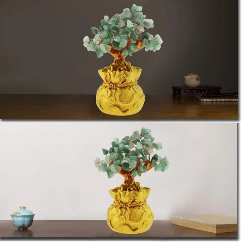 Miniatura 2 de SING F LTD Feng Shui Dinero Suerte Piedra Árbol Cristal Arte Decoración Oficina Sala de estar Buena Suerte Mejor Regalo Verde