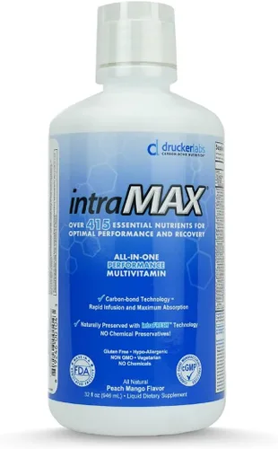 Líquido de nutrición intraMax, sabor a mango y melocotón, 0.30 onzas de fibra / 0.15 onzas de proteína por porción, vitaminas, minerales, enzimas,