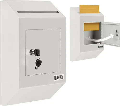 Durabox Caja Fuerte de Depósito con Buzón de 10 x 4 x 16 pulgadas, Acero Resistente con Perfil Delgado, Buzón de Pared con Amplia Ranura de Depósito