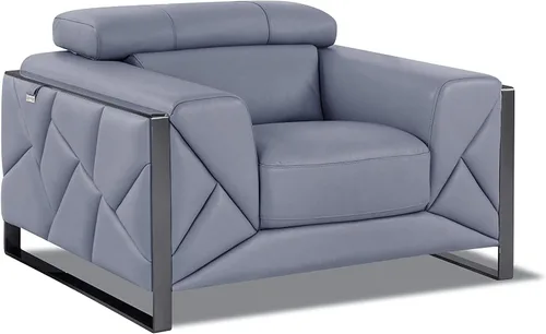 Miniatura 34 de BlackJack Furniture Gianni - Sofá de cuero italiano de grano superior con reposacabezas ajustables de 9 posiciones, patrón geométrico contemporáneo