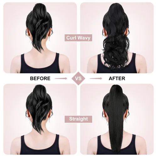 Miniatura 5 de Extensión de cola de caballo con clip de garra, extensiones de cabello ondulado de 18 pulgadas, cola de caballo larga para mujer, extensiones