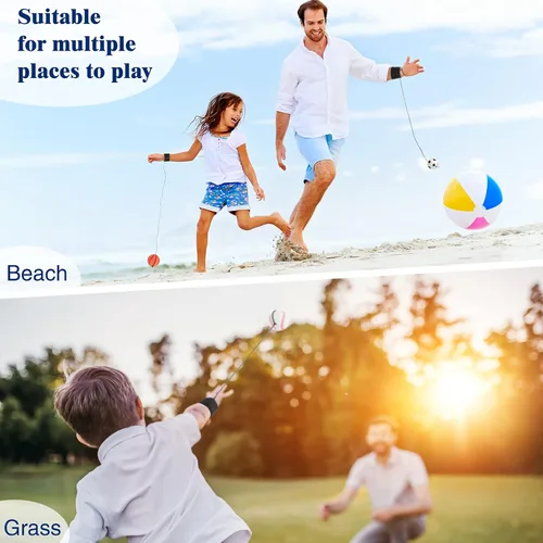 Miniatura 6 de Skylety 6 Pcs Wrist Ball Return Ball on a String with Strap Wristband Sports Rubber Toy Includes Basketball, Baseball and Football for Boys Girls